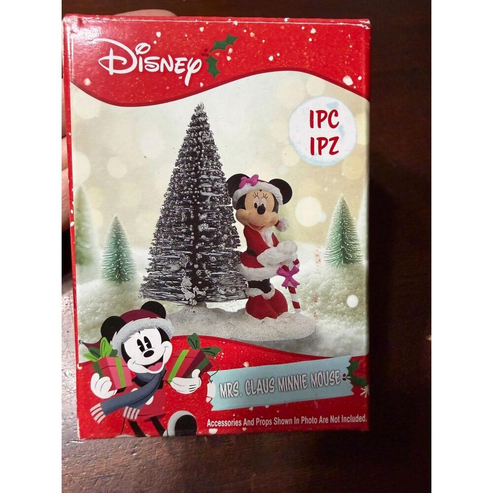 Disney Minnie Mouse and Christmas Tree Figurine Christmas Village Accessory